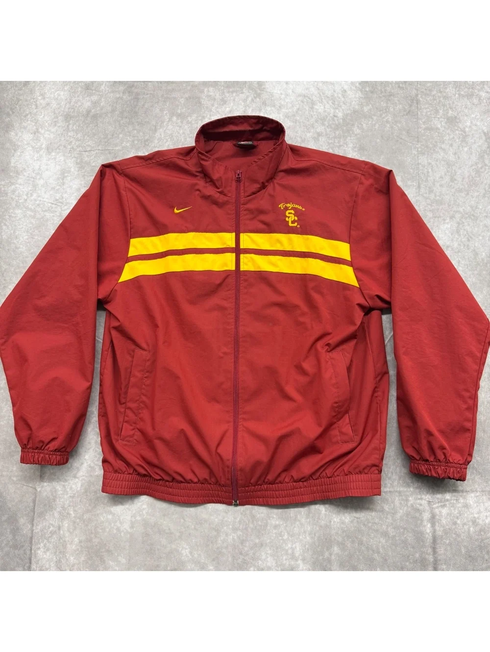 Vintage Nike USC Trojans Windbreaker Jacket Full Zip Red Gold Athletic Men's M